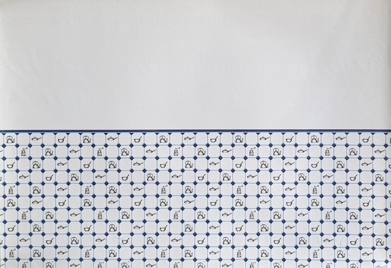 Kitchen tile - blue wallpaper