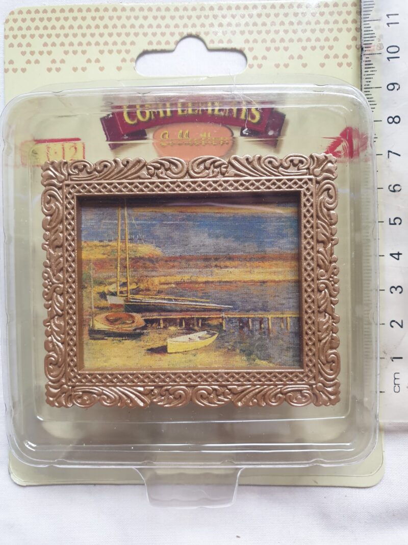 Gold framed artwork - wharf scene