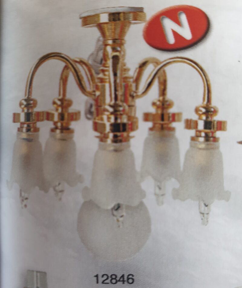 Ceiling light - five arm scalloped shades